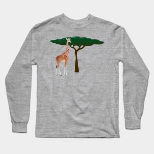 Giraffe On The Savanna Long Sleeve T-Shirt